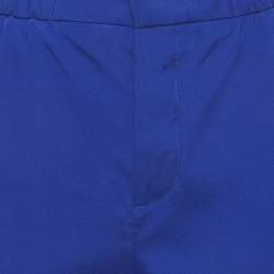 Pre Owned Roberto Cavalli Blue Silk Slim Fit Trousers M