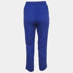 Pre Owned Roberto Cavalli Blue Silk Slim Fit Trousers M