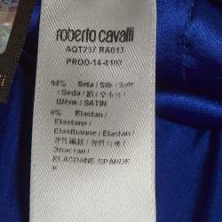 Pre Owned Roberto Cavalli Blue Silk Slim Fit Trousers M