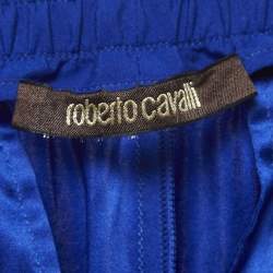 Pre Owned Roberto Cavalli Blue Silk Slim Fit Trousers M