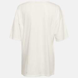 Pre Owned بلوزة محبوكة قطنية بيضاء بطبعة زهرية روبيرتو كافالي مقاس متوسط (ميديوم)