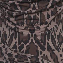 Pre Owned Roberto Cavalli Dark Grey Animal Printed Jersey Mini Dress M