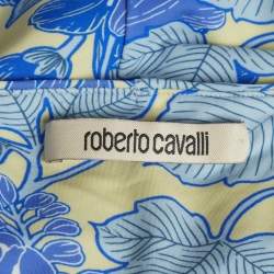 Pre Owned Roberto Cavalli Blue Floral printed Jersey Cross Back Camisole M