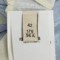 Pre Owned Roberto Cavalli Blue Floral printed Jersey Cross Back Camisole M