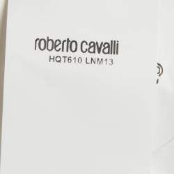 Pre Owned Roberto Cavalli Blue Floral printed Jersey Cross Back Camisole M