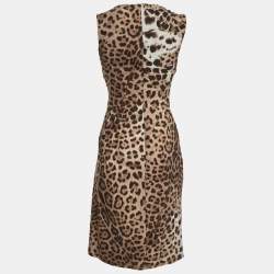 Pre Owned Roberto Cavalli Grey Printed Jersey Sleeveless Paneled Midi Dress M