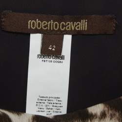 Pre Owned Roberto Cavalli Grey Printed Jersey Sleeveless Paneled Midi Dress M