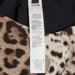 Pre Owned Roberto Cavalli Grey Printed Jersey Sleeveless Paneled Midi Dress M