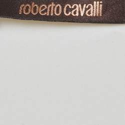 مملوكة مسبقًا توب روبيرتو كافالي قميص مطبوع أبيض مشرشد مقاس كبير (لارج)