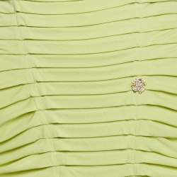Pre Owned Roberto Cavalli Green Jersey Pleated Mini Dress S