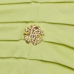 Pre Owned Roberto Cavalli Green Jersey Pleated Mini Dress S