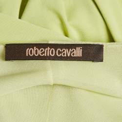 Pre Owned Roberto Cavalli Green Jersey Pleated Mini Dress S