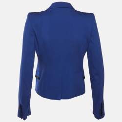 Pre Owned Roberto Cavalli Blue Crepe Tailored Blazer M