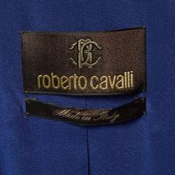 Pre Owned Roberto Cavalli Blue Crepe Tailored Blazer M