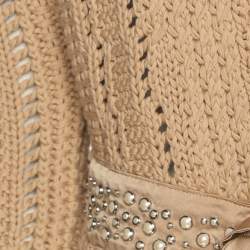 Pre Owned Roberto Cavalli Beige Crochet Cropped Cardigan M