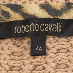 Pre Owned Roberto Cavalli Beige Crochet Cropped Cardigan M