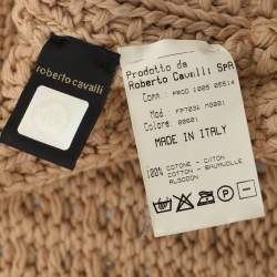 Pre Owned Roberto Cavalli Beige Crochet Cropped Cardigan M