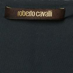 Pre Owned قميص بدون أكمام بطبعة أفعى زرقاء من روبرتو كافالي مقاس صغير - سمول