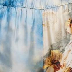 Pre Owned Roberto Cavalli Blue Graphic Print Silk Shorts S