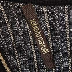 Pre Owned Roberto Cavalli Black/Gold Knit Skater Mini Dress S