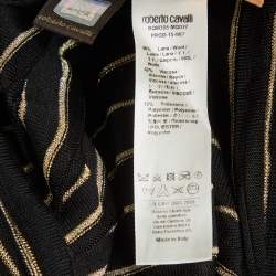 Pre Owned Roberto Cavalli Black/Gold Knit Skater Mini Dress S