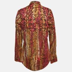 Pre Owned Roberto Cavalli Multicolour Abstract Print Cotton Long Sleeve Shirt S