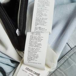 Pre Owned Roberto Cavalli Blue Printed Crepe Flared Trousers M