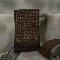 Pre Owned Roberto Cavalli Grey Leopard Print Jersey and Lace Maxi Dress M