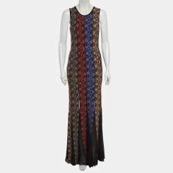 مملوكة مسبقًا Roberto Cavalli Multicolor Panelled Knit Sleeveless Maxi Dress M