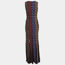 مملوكة مسبقًا Roberto Cavalli Multicolor Panelled Knit Sleeveless Maxi Dress M