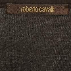 Pre Owned Roberto Cavalli Black Printed Jersey Oversized T-Shirt M