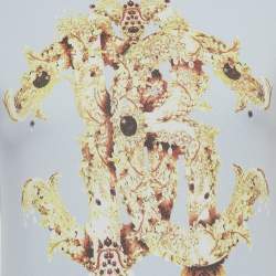 Pre Owned Roberto Cavalli Light Blue Graphic Print Jersey Crew Neck T-Shirt M