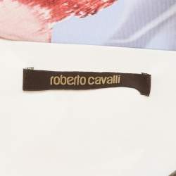 مملوكة مسبقًا فستان روبرتو كافالي جيرسي مورّد مطبوع متعدد الألوان بدون أكتاف متوسط