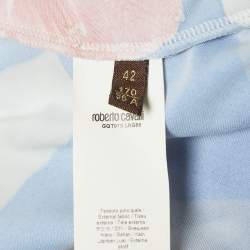 مملوكة مسبقًا فستان روبرتو كافالي جيرسي مورّد مطبوع متعدد الألوان بدون أكتاف متوسط