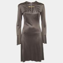 مملوكة مسبقًا فستان ميني روبيرتو كافالي جيرسي رمادي متجمّع مقاس متوسط