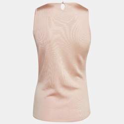 Pre Owned Roberto Cavalli Light Peach Stretch Knit Ruffle Crew Neck Top M