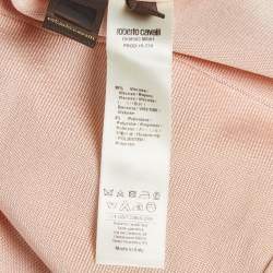 Pre Owned Roberto Cavalli Light Peach Stretch Knit Ruffle Crew Neck Top M