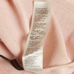 Pre Owned Roberto Cavalli Light Peach Stretch Knit Ruffle Crew Neck Top M