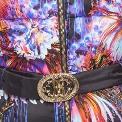 Pre Owned جاكيت منفوش نايلون مطبوع بنفسجي روبرتو كافالي مقاس صغير