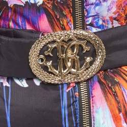 Pre Owned جاكيت منفوش نايلون مطبوع بنفسجي روبرتو كافالي مقاس صغير