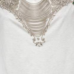 مملوكة مسبقًا Roberto Cavalli Grey Jersey Embellished T-Shirt M