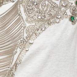 مملوكة مسبقًا Roberto Cavalli Grey Jersey Embellished T-Shirt M