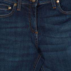 Roberto Cavalli Indigo Dark Wash Faded Effect Denim Slim Fit Stretch Jeans M