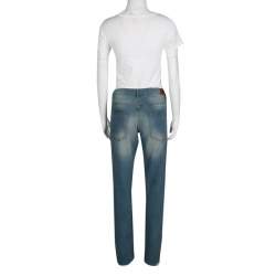 Pre Owned Roberto Cavalli Blue Faded Effect Denim Stretch Jeans L