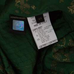 Pre Owned Roberto Cavalli Green Textured Wool Fur Trim Jacket M