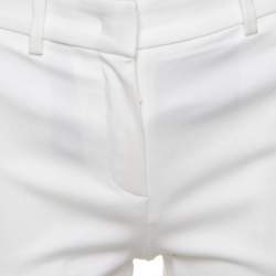 Pre Owned Roberto Cavalli Firenze White Cotton High Waist Straight Fit Pants L