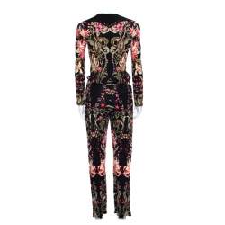 Pre Owned Roberto Cavalli Black Galaxy Garden Printed Long Sleeve Jumpsuit S