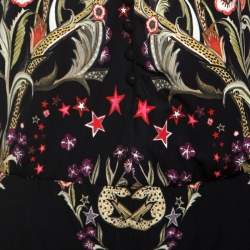 Pre Owned Roberto Cavalli Black Galaxy Garden Printed Long Sleeve Jumpsuit S