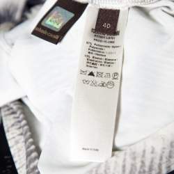 Pre Owned Roberto Cavalli Monochrome Metallic Abstract Printed Knit Cowl Neck Top S