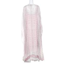 Pre Owned فستان قفطان روبرتو كافالي حرير نقشة جلد الثعبان مطبوعة ورجي S